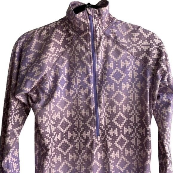 Nike Pro Women's Track Jacket S Half Zip Athletic Purple Pink Geo Thumb Holes - Picture 7 of 15